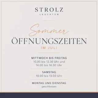 Wir reduzieren unsere Öffnungszeiten en wenig. Telefonisch sind wir natürlich immer erreichbar. #öffnungszeiten #sommer #dornbirn #strolzleuchten #strolz #licht @insidedornbirn @visitdornbirn